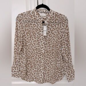 Jcrew leopard print silk blouse- size 0- NWT